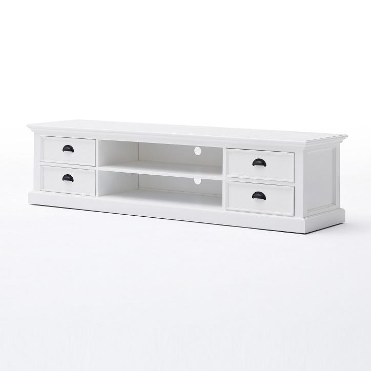 Rustic White Large TV Unit with 4 drawers