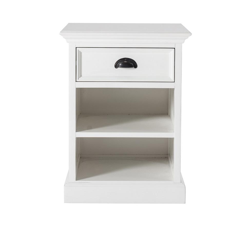 Rustic White Bedside Cabinet With Shelf