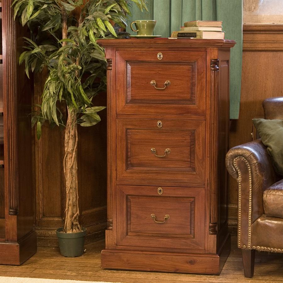 Elegant Mahogany Three Drawer Filing Cabinet