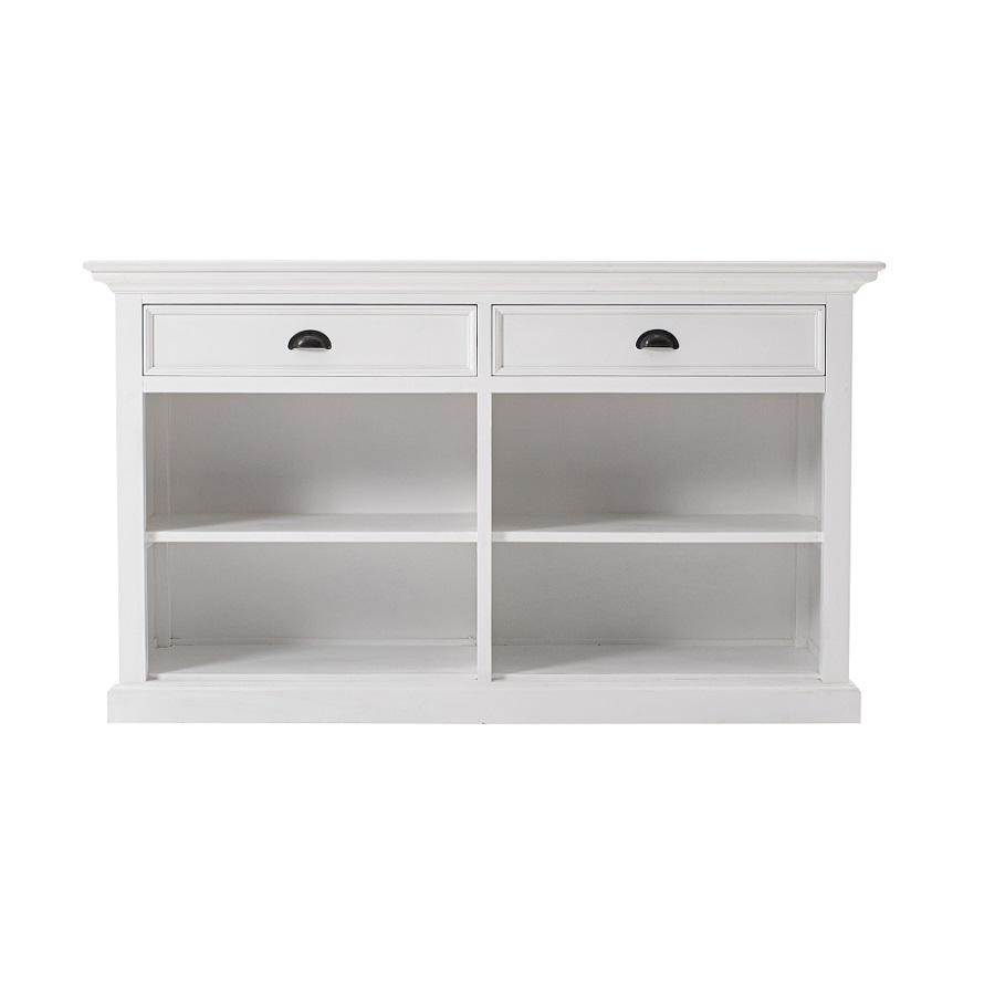 Rustic White Large 2 Drawer Open Sideboard