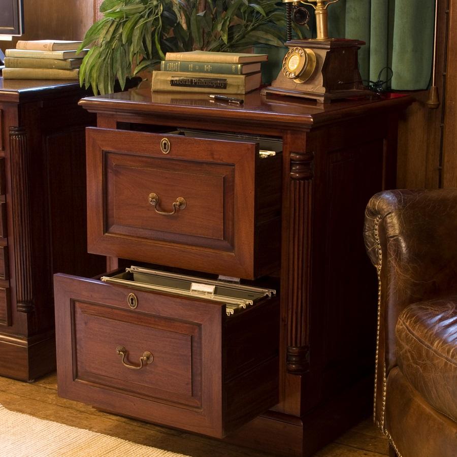 Elegant Mahogany Two Drawer Filing Cabinet
