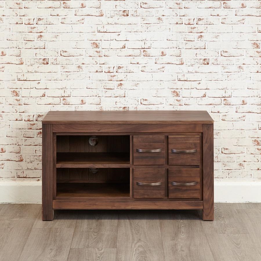 Modern Walnut 4 Drawer Television Cabinet