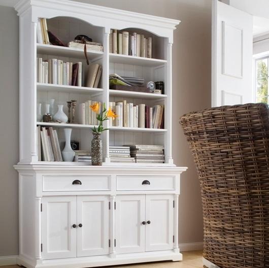Country White Bookcase Dresser, White Dresser Bookshelf