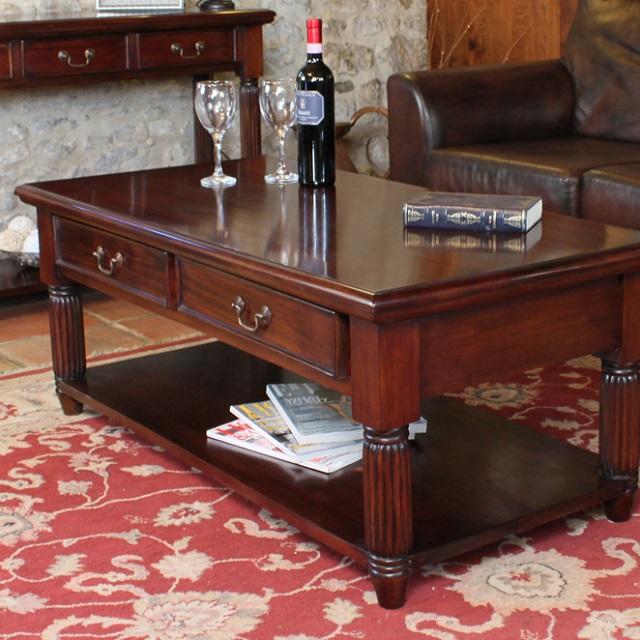 Elegant Mahogany Coffee Table With Drawers