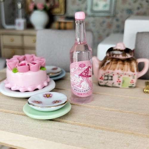 dollhouse bottle, pink dollhouse accessories, whimsical dollhouse