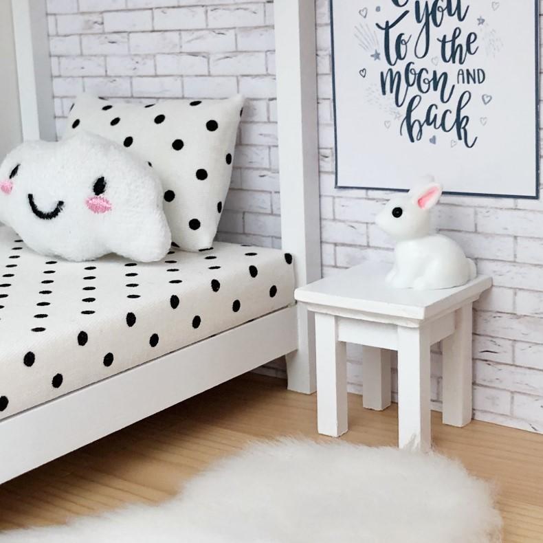 dollhouse bedside table, miniature nightstand