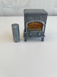 modern dollhouse wood burning stove, miniature fireplace for dollhouse