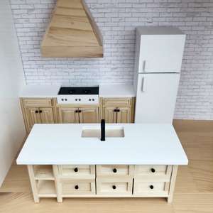 kitchen furniture for dollhouse, miniature dollhouse kitchen, modern dollhouse kitchen