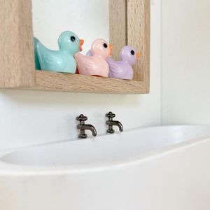 miniature rubber duckie, bath duck, modern dollhouse bathroom