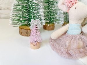 dolls house Christmas tree, mini pink Christmas tree