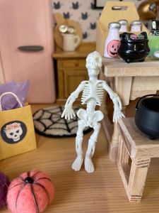 miniature dolls house Halloween skeleton