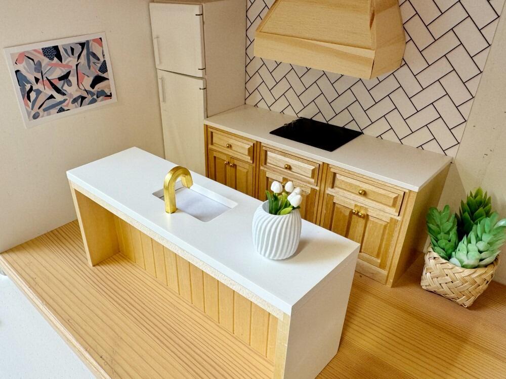 Pretty Little Minis modern dolls house kitchen unit in 1 12 scale scandi and boho style doll