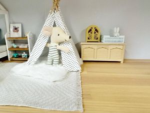 miniature wooden dolls house chest