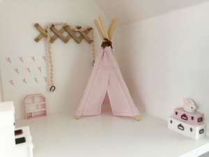 modern dollhouse, modern dolls house, mini teepee, miniature teepee, modern dollhouse teepee, DIY modern dollhouse furniture
