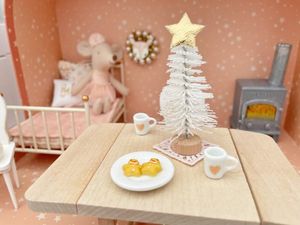 white dollhouse Christmas tree, mini Christmas tree