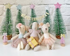 dolls house Christmas tree, mini pink Christmas tree