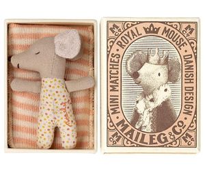 baby girl mouse in matchbox by Maileg