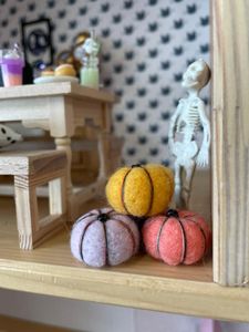 miniature dolls house Halloween skeleton