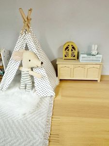 miniature wooden dolls house chest