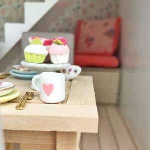 miniature dollhouse mug, mini mug, heart mug