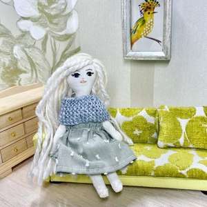 dollhouse doll, fabric doll, miniature fabric doll