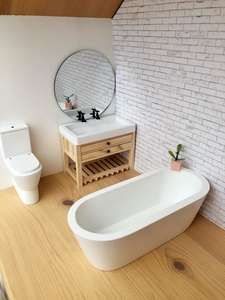 modern dollhouse bath, miniature bath, modern miniature bathtub