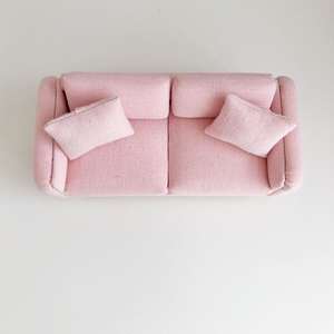 dollhouse sofa, miniature sofa, 12th scale sofa, pink dollhouse sofa, pink mini sofa