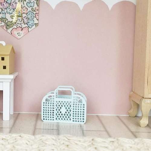 miniature dollhouse bag, miniature dollhouse basket, mini retro jelly basket