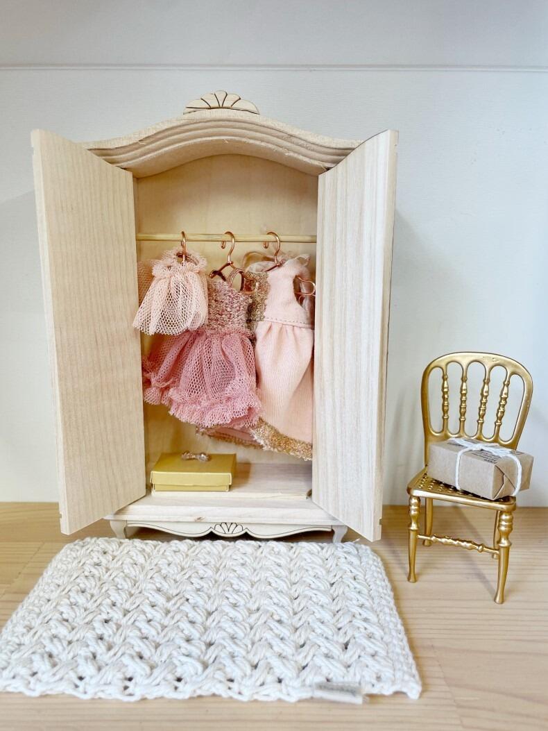 miniature wooden dolls house wardrobe