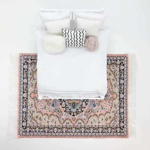 BOHO Style Miniature Rug & Pillow Accessories for Dollhouse and Room Box