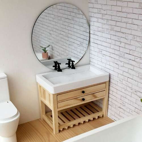 Pretty Little Minis - modern bathroom vanity unit - wooden with white ...