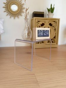 modern glass side table for dollhouse