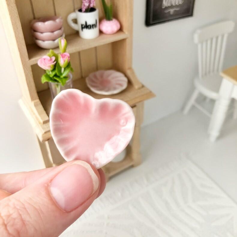 miniature heart plate, dollhouse plate