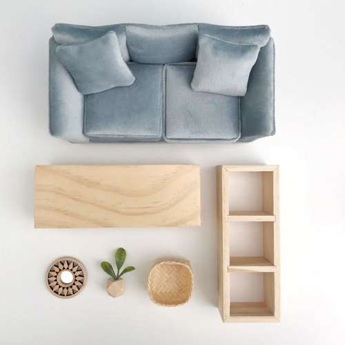 1:12 Wooden Sofa for Dolls House Miniature Bedroom Furniture Mini Living