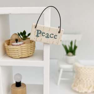 miniature wall sign, peace wall sign, dollhouse peace decor