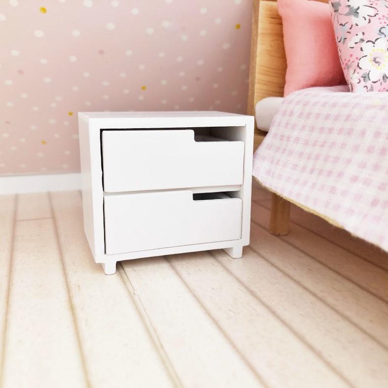 bedside drawers, dollhouse drawers, modern dollhouse