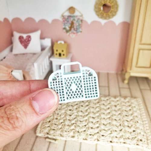 miniature dollhouse bag, miniature dollhouse basket, mini retro jelly basket