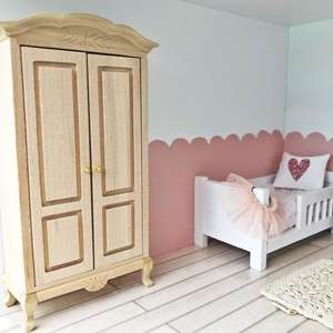 dollhouse wardrobe, 12th scale wooden wardrobe