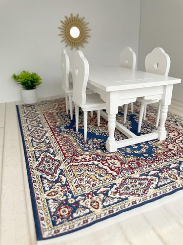 dollhouse rug, miniature rug, navy blue dollhouse rug