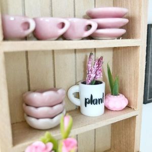 dollhouse bowl, miniature bowl, pink bowl