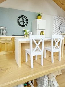 dollhouse chair, white cross back dollhouse chair, miniature chairs