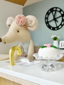miniature dollhouse white floral cake on stand