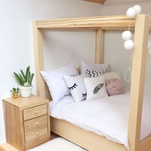 wooden barbie bed