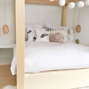 modern dollhouse, modern dollhouse furniture, DIY modern dollhouse, modern dollhouse bedding, modern dollhouse duvet, modern dollhouse bedroom