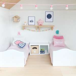 pink star, cute dollhouse decor, modern dollhouse