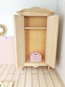 dollhouse wardrobe, 12th scale wooden wardrobe