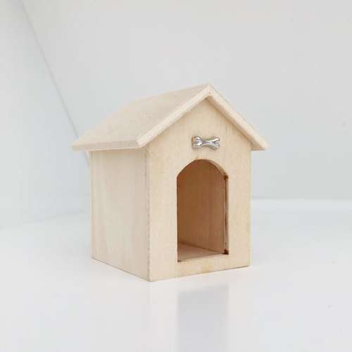 Dollhouse Miniature Wood Dog House in Black and White T8425 