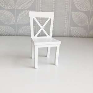 dollhouse chair, white cross back dollhouse chair, miniature chairs