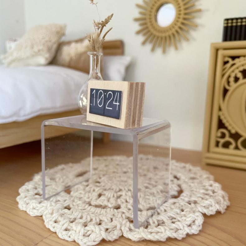 modern glass side table for dollhouse