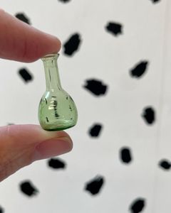 miniature green glass vase
